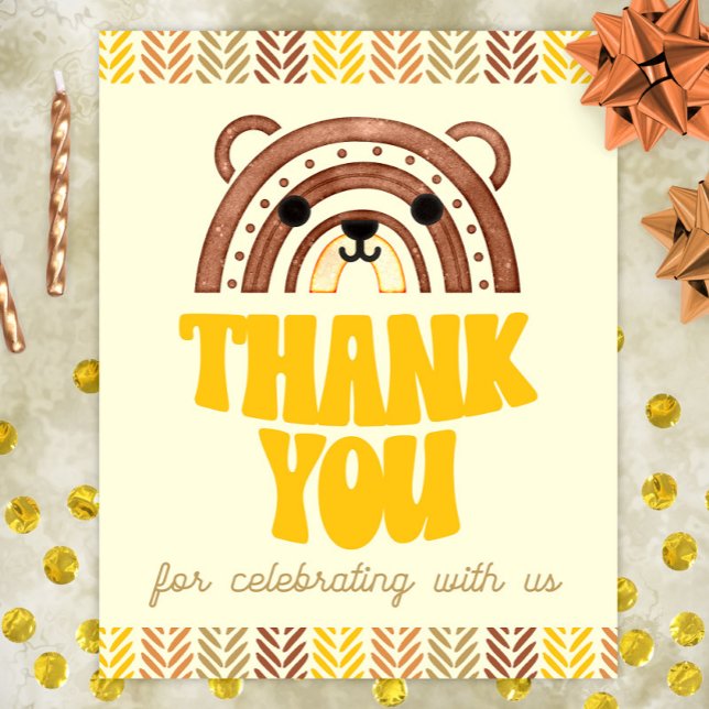 Poster 8x10 Obrigado Boho Woodland Bear Aniversário (Criador carregado)