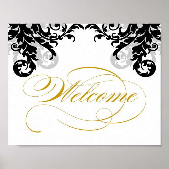Póster 8x10 Sinal de boas-vindas de casamento florescente (Frente)