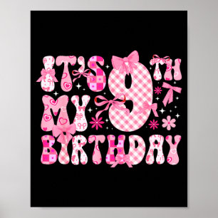 Poster 9º Aniversário Temático Coquette Menina de Nove An