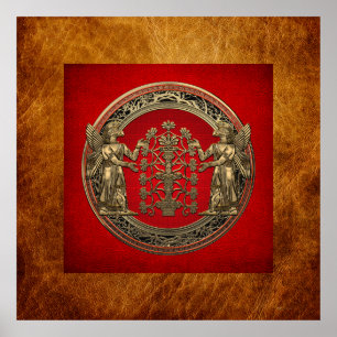 Poster [900] Dois ouro Ninurtas com a árvore de vida