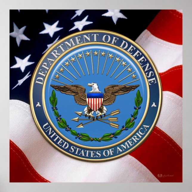 Póster [900] Emblem [3D] do Departamento de Defesa dos EU (Frente)