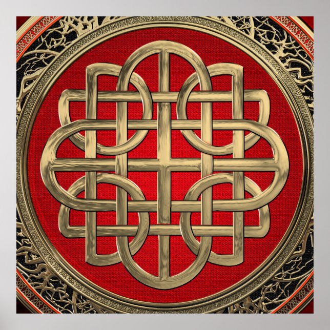 Poster [901] Nó Dourado Celta Sagrado Cross (Frente)