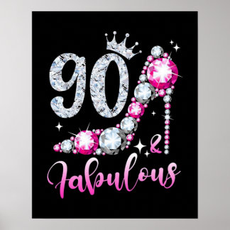 Poster 90 Birthday High Heel Calçado Crown Diamond