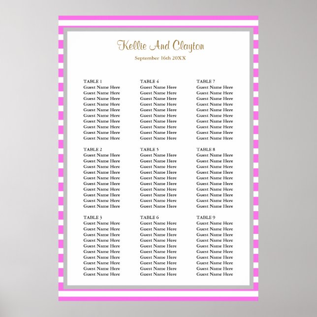 Poster 90 Gráfico de Casamento de Casamentos com Listras  (Frente)