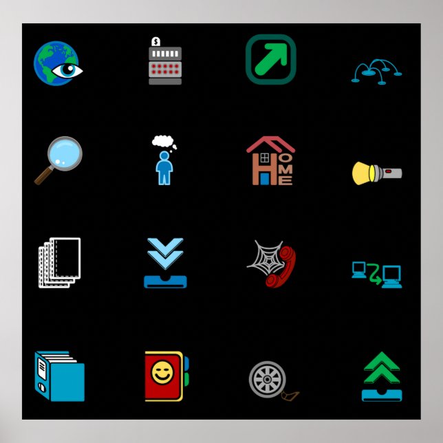 Poster 90s Retro Tech and Web Icon Pattern (Frente)