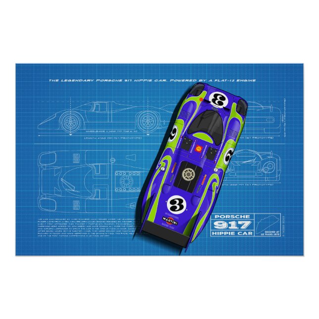 Póster 917 Hippie Car Blueprint (Frente)