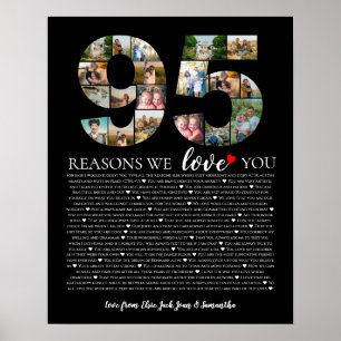 Poster 95 Motivos Pelo Qual Te Amo No Aniversário Da Cola