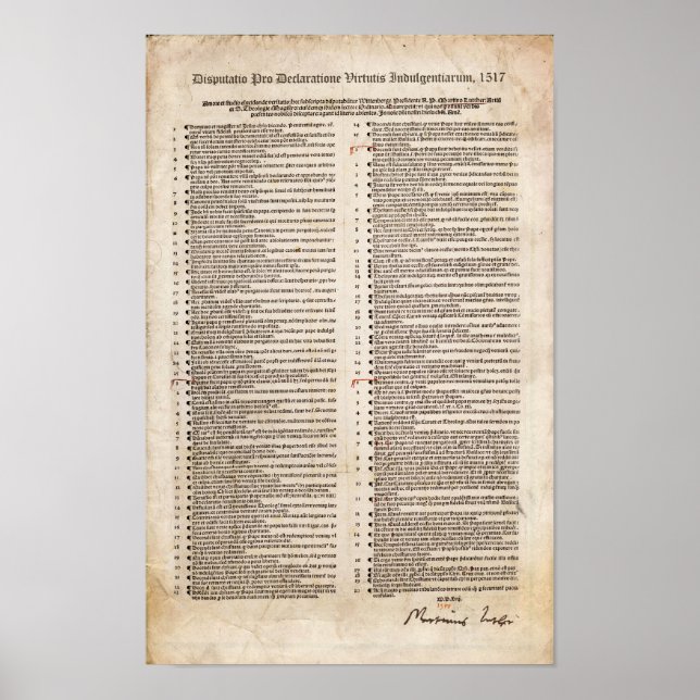 Poster 95 Teses de Martin Luther: Reforma Protestante (Frente)
