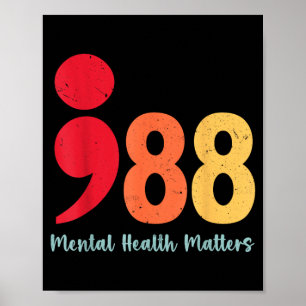Poster 988 Ponto e Vírgula Prevenção de Saúde Mental