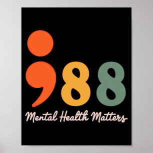 Poster 988 Ponto e Vírgula Prevenção de Saúde Mental é Im