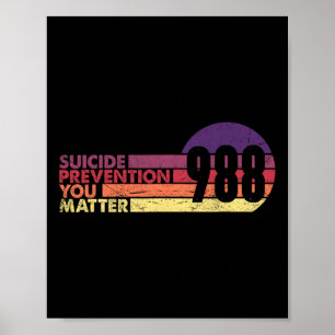 Poster 988 Prevenção Contra Suicídio Camisa 988 Awarenes