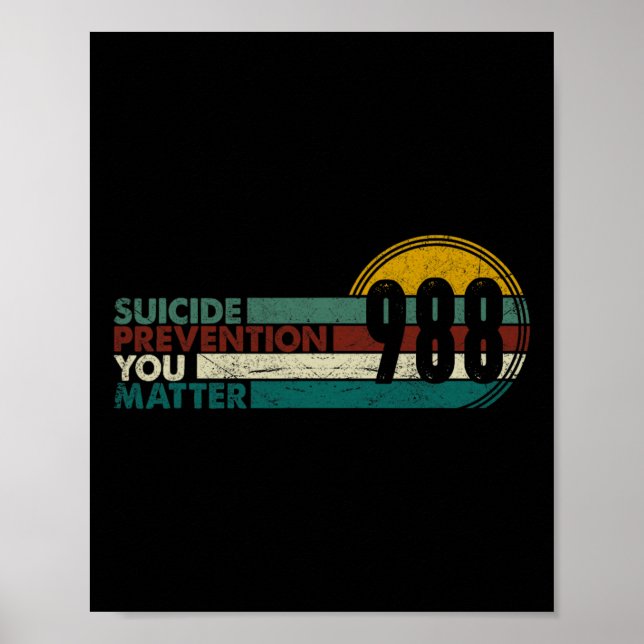 Poster 988 Prevenção Contra Suicídio Camisa 988 Awarenes (Frente)