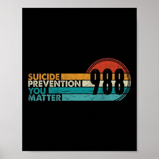 Poster 988 Prevenção Contra Suicídio Camisa 988 Awarenes (Frente)