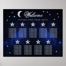 Poster 9 Estrelas Mesas Placa de Casamento da Lua Celesti