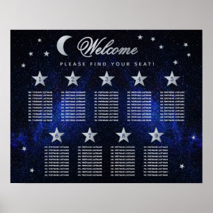 Poster 9 Estrelas Mesas Placa de Casamento da Lua Celesti