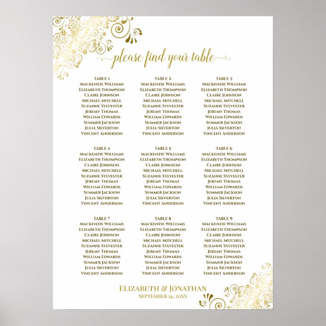 Poster 9 Gráfico de Casamento de Mesa Branco com Carros D (Frente)
