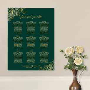 Poster 9 Gráfico de Casamento de Mesa Emerald Green & Dou