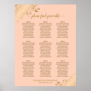Poster 9 Gráfico de Casamento de Mesa Pêssego de Coral 