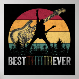 Poster 9 Guitarrista Pai Acorde de Guitarra Pai Pôr do So