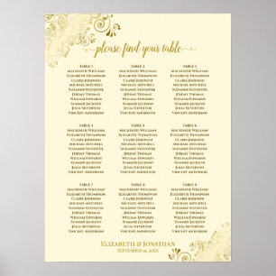 Poster 9 Mesa Gráfico de Casamento com Fragmentos Dourad