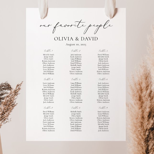 Poster 9 Mesa Simples Nosso Gráfico de Assentos Favoritos (Criador carregado)