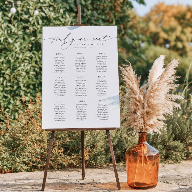 Poster 9 Mesas Gráfico de Assentos Bem-Vindos Escrita Ele (9 Tables Welcome Seating Chart, Wedding sign)
