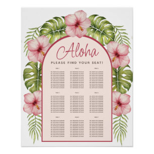 Póster 9 Tabelas Carta de Assentos de Arco Floral Tropica