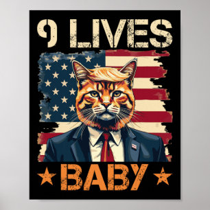 Poster 9 Vidas Bebê Trump 2024 Vencendo Vencedor Trump