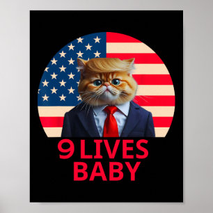Poster 9 Vidas Pelo Gato Trump 2024 Vitória Vencedor Trum