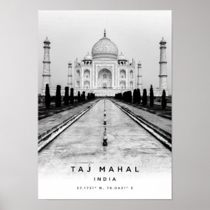 Poster A3 Taj Mahal India Coordenadas