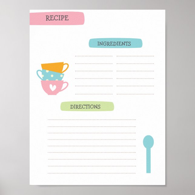 Poster A4 Recipe Template (Instant Download) (Frente)