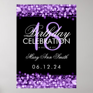 Poster A 18a festa de aniversário elegante Sparkles roxo