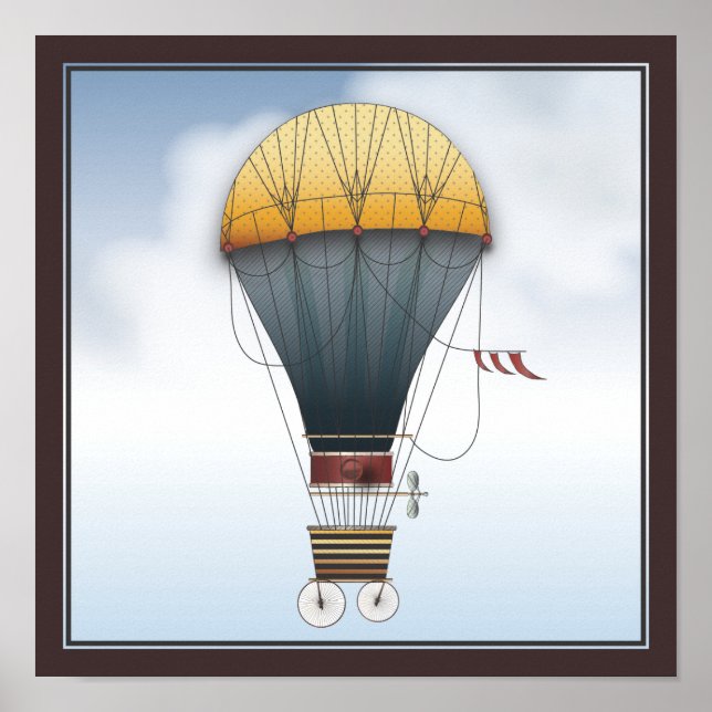 Póster A Aeronave Abeelle Steampunk Flying Machine (Frente)