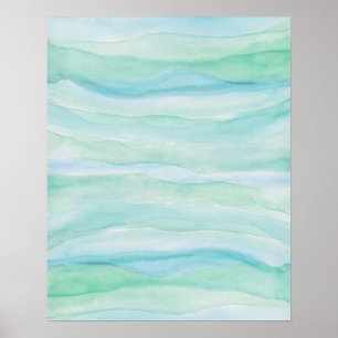 Poster A aguarela do verde azul mergulha a arte abstracta