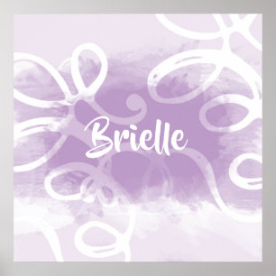 Poster A aguarela Pastel chique da lavanda roda com nome