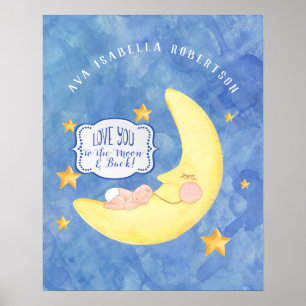 Póster À aguarela traseira do modelo do nome do bebê da