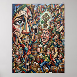 Poster A Alma da Irlanda: Pub Cubista e Arte da Cruz Celt