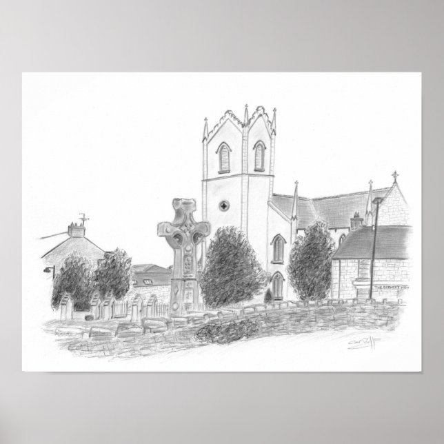 Poster A Alta Cruz e Igreja Donaghmore Condado Tyrone (Frente)