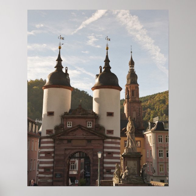 Poster A Alte Brucke no Centro Histórico, Heidelberg, Ale (Frente)