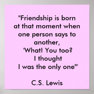 Póster "A amizade nasce naquele momento em que uma pessoa