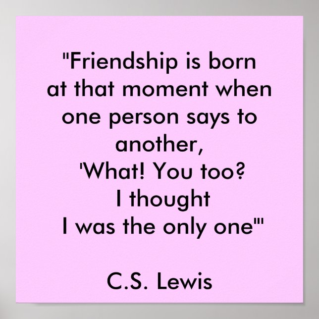 Póster "A amizade nasce naquele momento em que uma pessoa (Frente)