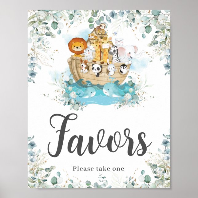 Poster A Arca de Noah Eucalyptus Greenery Favorece o Aniv (Frente)