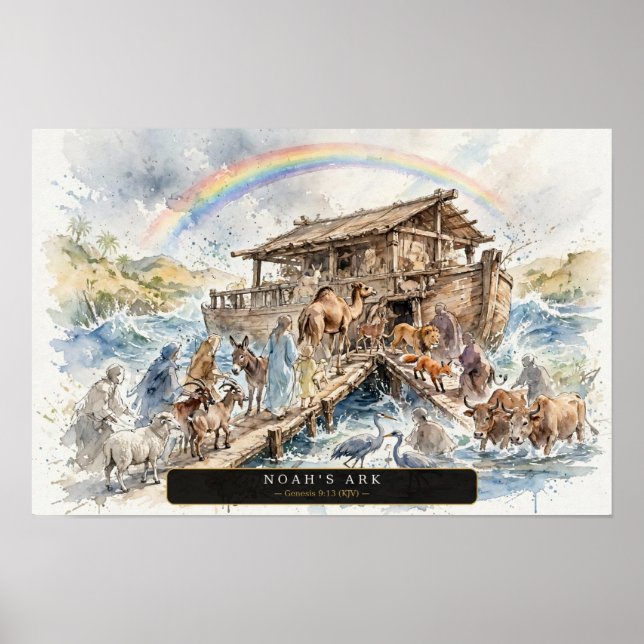 Poster A Arca de Noé — Aquarela Solta (Frente)