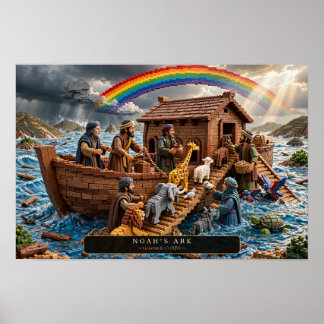 Poster A Arca de Noé — Arte com Tijolos de Construção