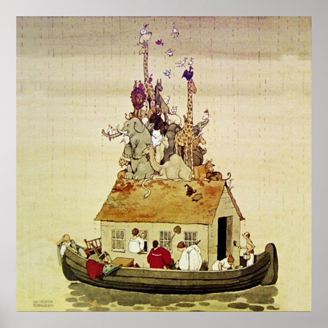 Poster “A Arca de Noé” por W Heath Robinson (Frente)