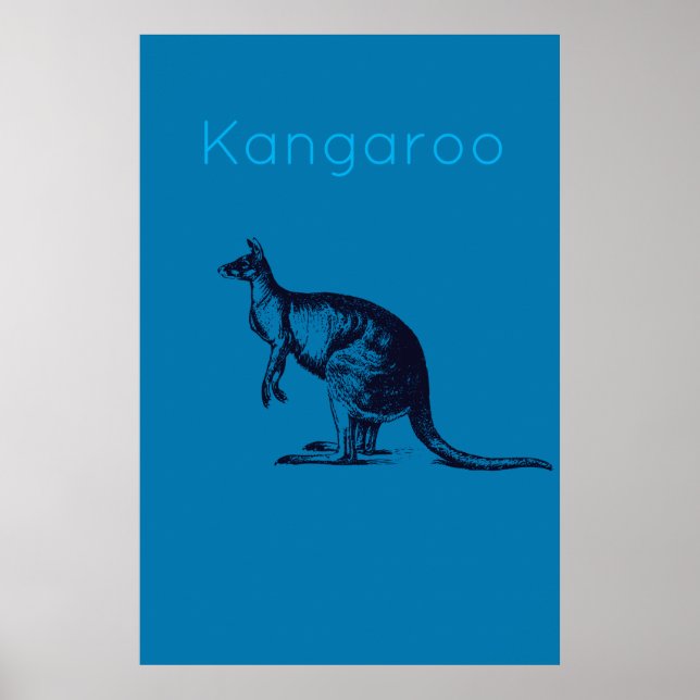 Poster A Arte da Parede Moderna do Kangaroo Azul (Frente)