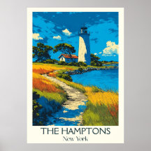 A Arte de Praia do Farol de Vintage em Hamptons Ne