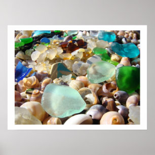 Poster A arte de Seaglass do verde azul imprime