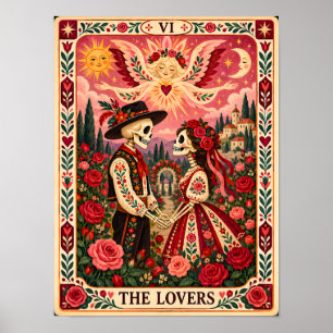 Poster A Arte do Cartão de Tarot dos Amantes Dia de los M