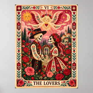Poster A Arte do Cartão de Tarot dos Amantes Dia de los M